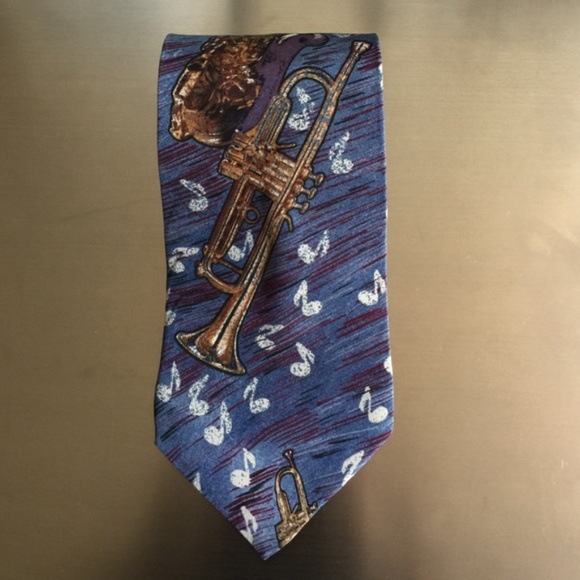 JeSuis Blue Silk Jazz Music Tie - Picture 2 of 4
